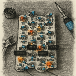 A drawing of a circuit board