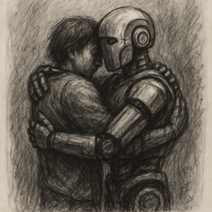 An image of a robot hugging a human